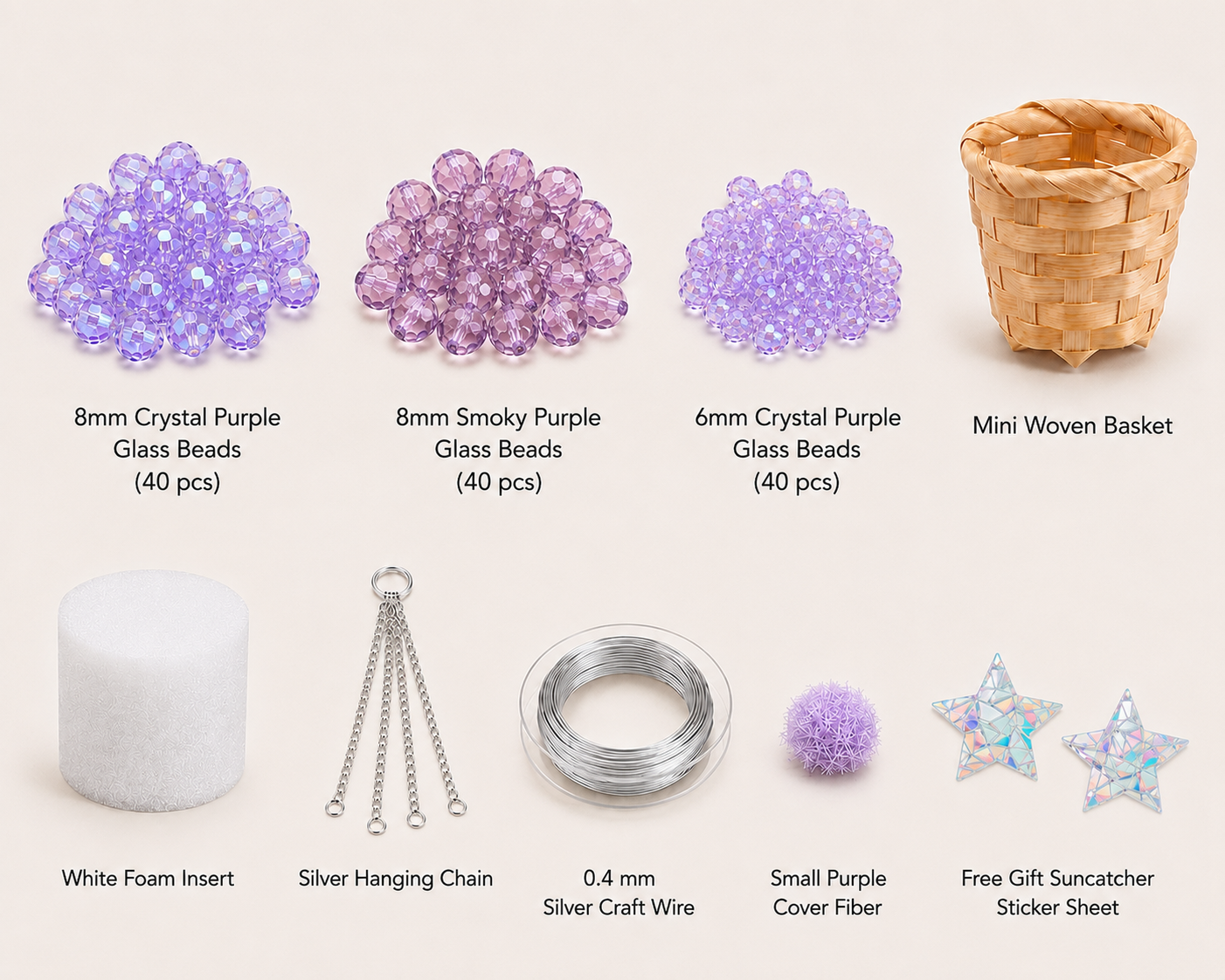 Mini Purple Mermaid Tears Car Charm Beaded Plant DIY Kit