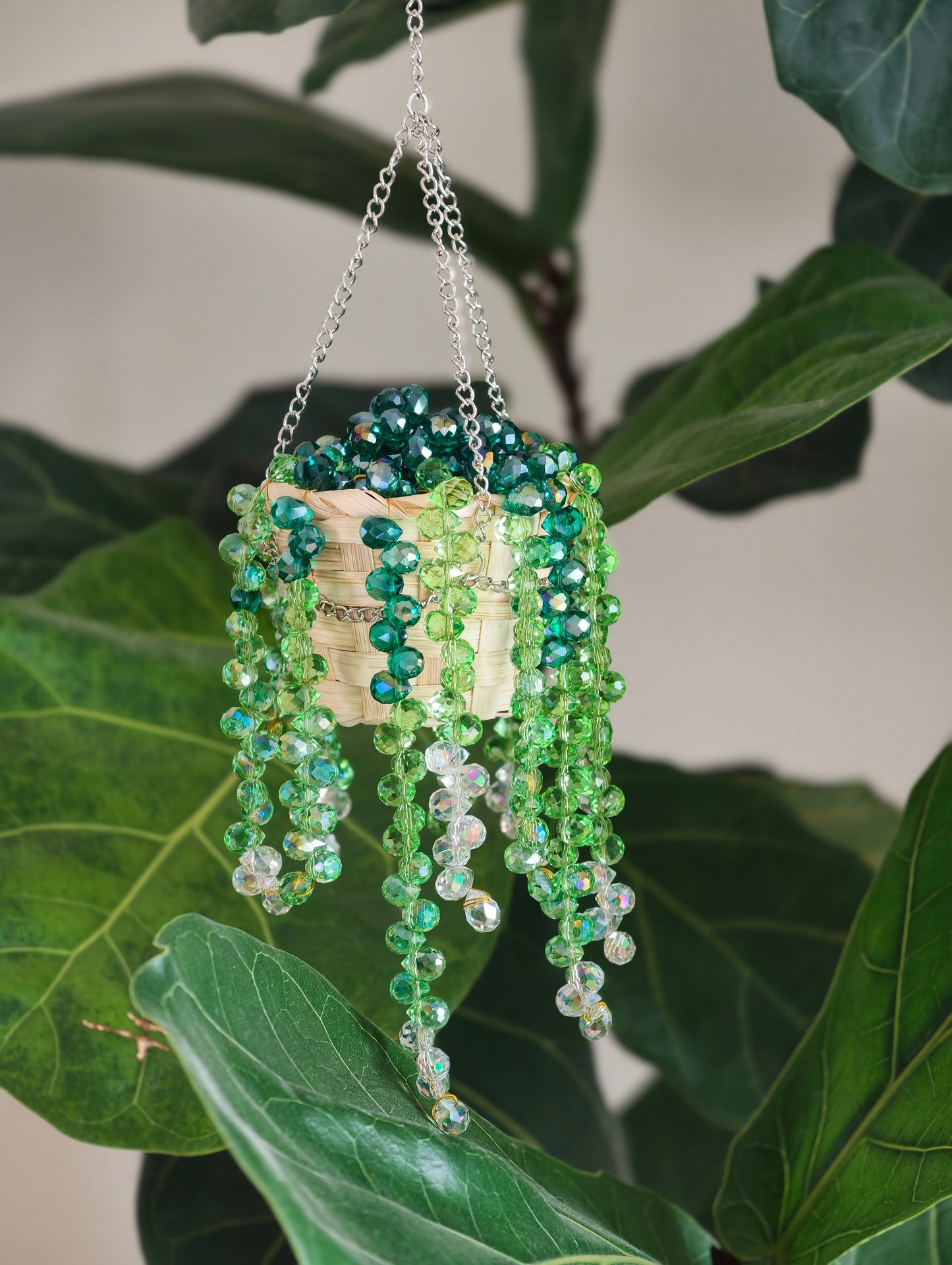 Classic Beaded Hanging Plant DIY Kit with Woven Basket
