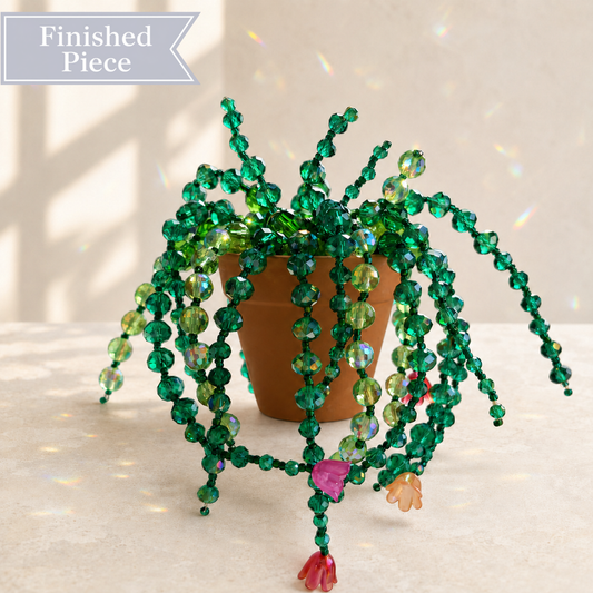 Enchanted Garden Beaded Plant Suncatcher — Finished Piece