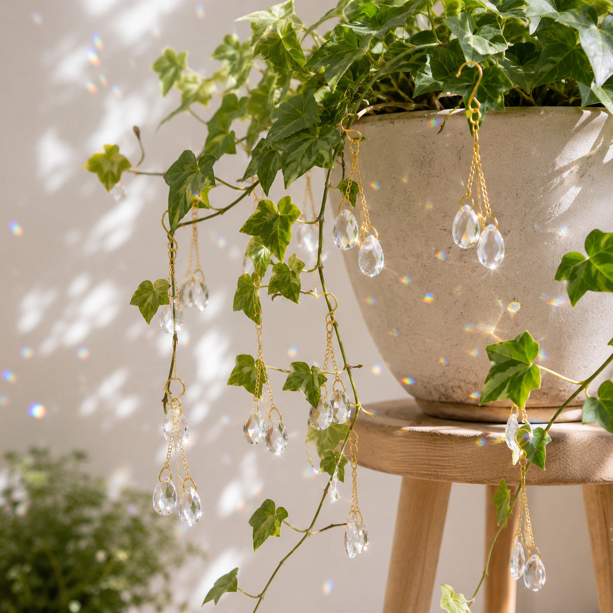 6-Piece Crystal Suncatcher Plant Vine Charms