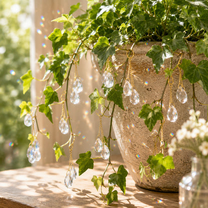 6-Piece Crystal Suncatcher Plant Vine Charms