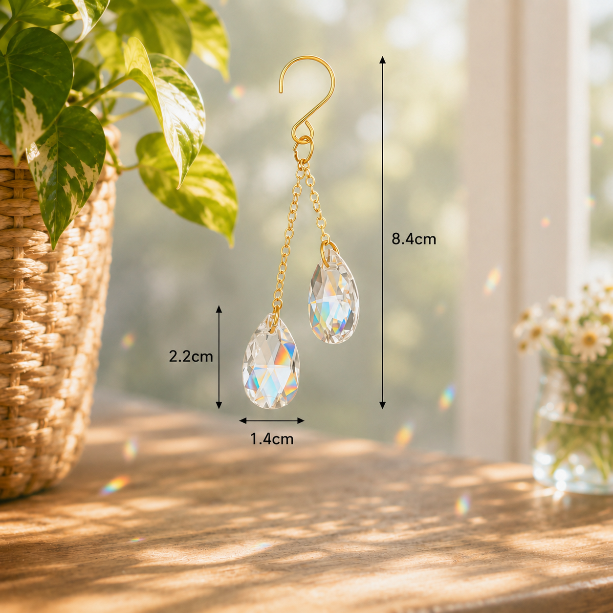 6-Piece Crystal Suncatcher Plant Vine Charms