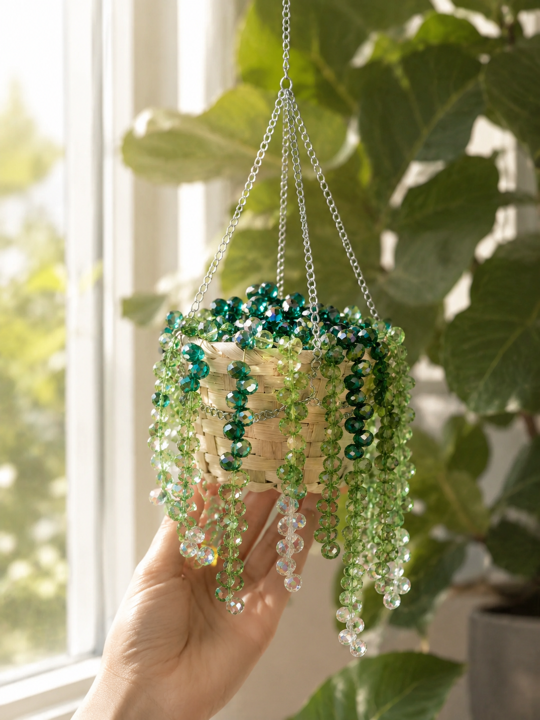 Classic Green Beaded Hanging Plant DIY Kit