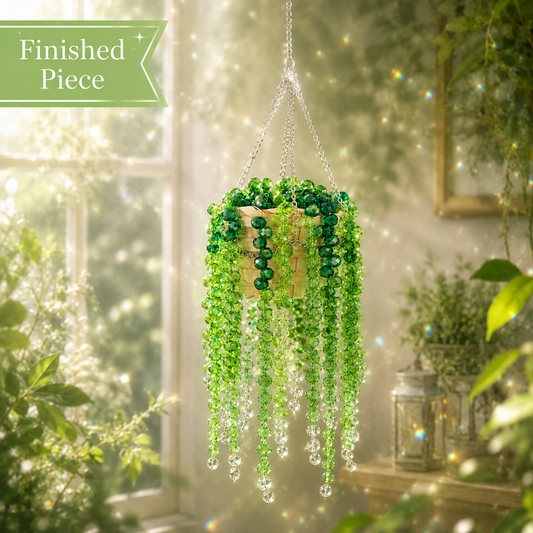 Extra Full Green Beaded Hanging Plant — Ready to Hang