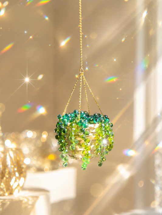 Classic Beaded Hanging Plant DIY Kit with Woven Basket