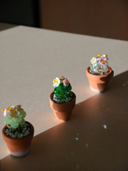 3 Mini Beaded Cactus Magnets — DIY Kit or Finished Set