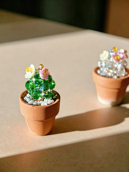 3 Mini Beaded Cactus Magnets — DIY Kit or Finished Set