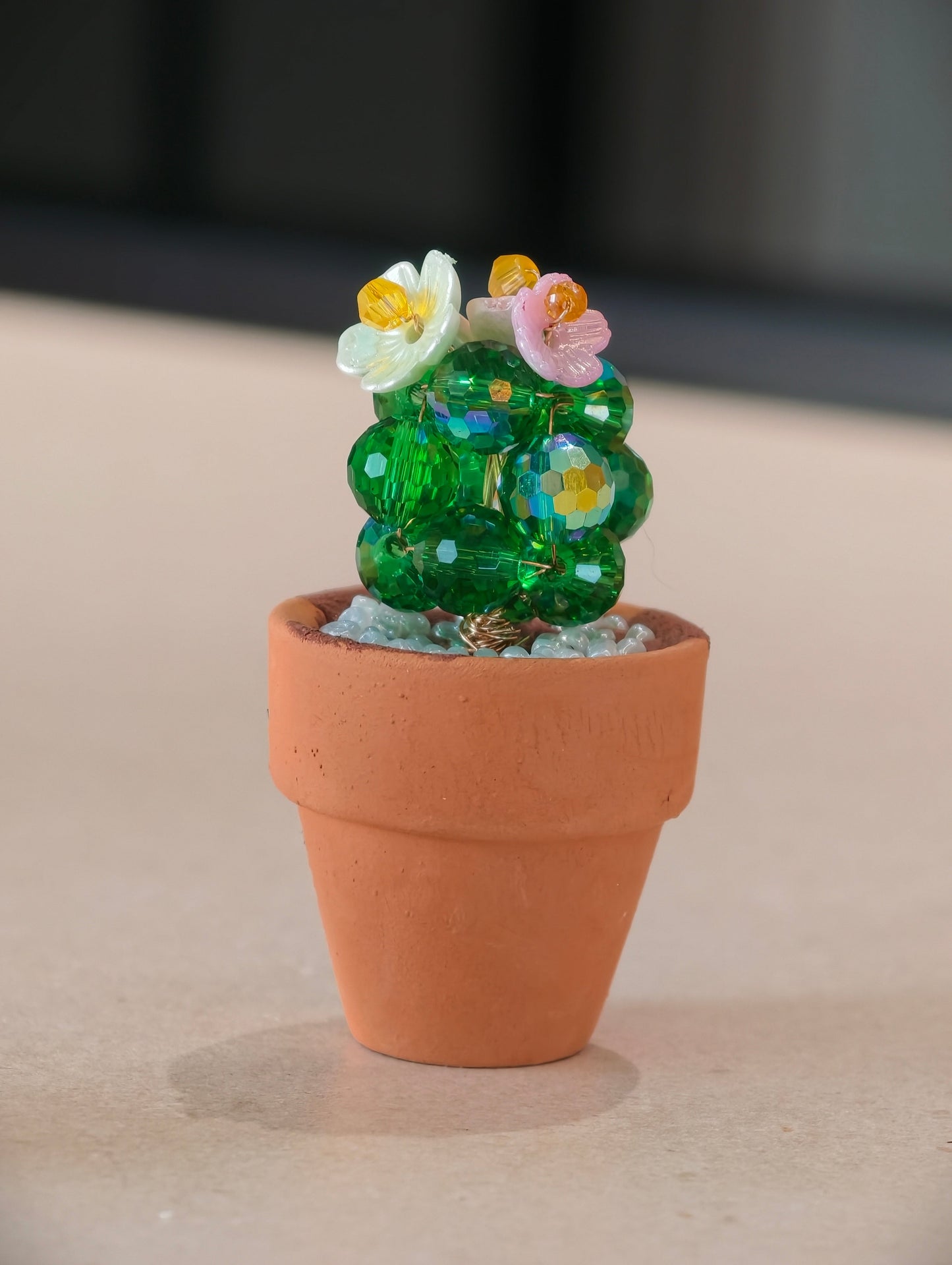3 Mini Beaded Cactus Magnets — DIY Kit or Finished Set