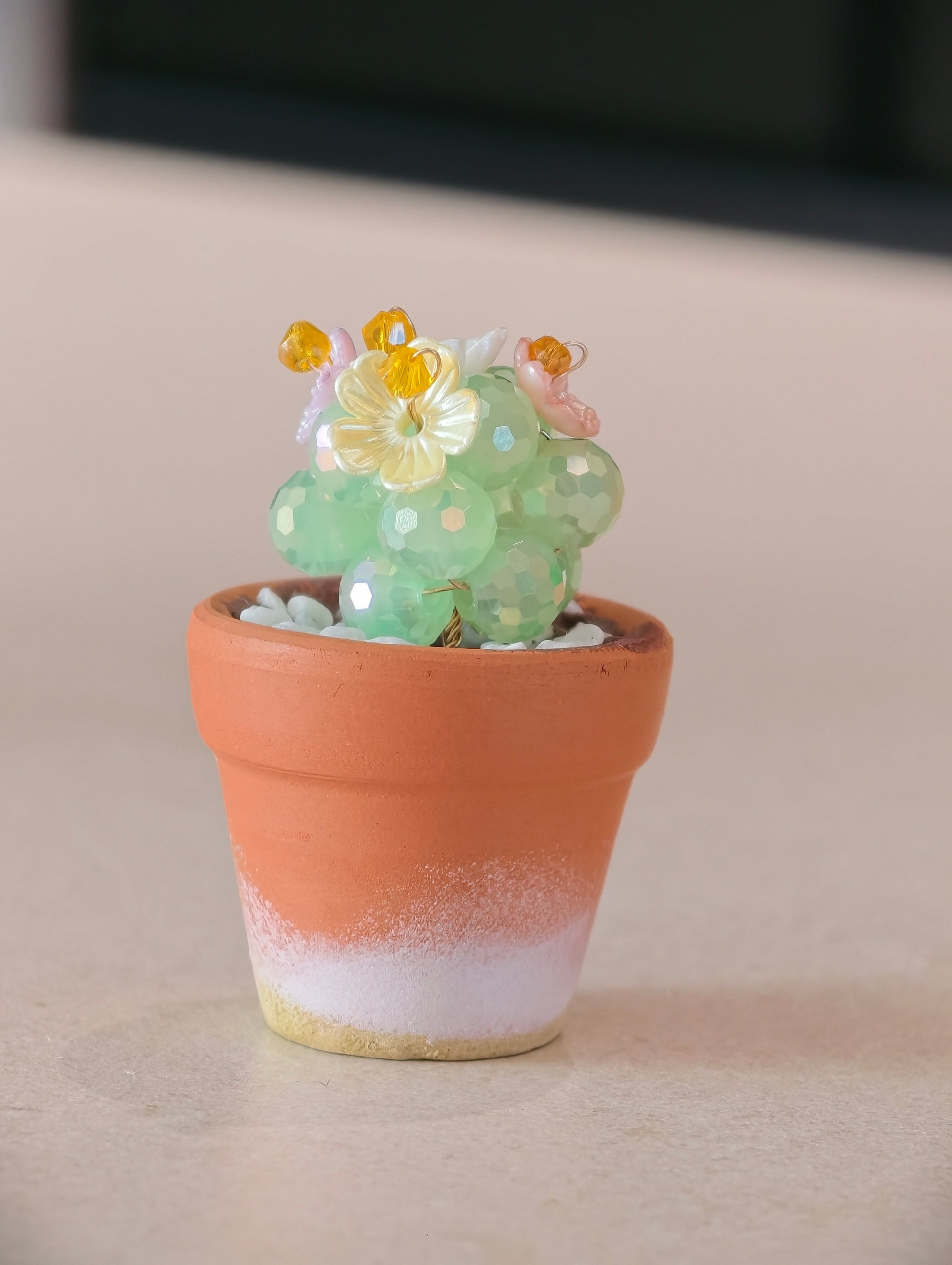 3 Mini Beaded Cactus Magnets — DIY Kit or Finished Set