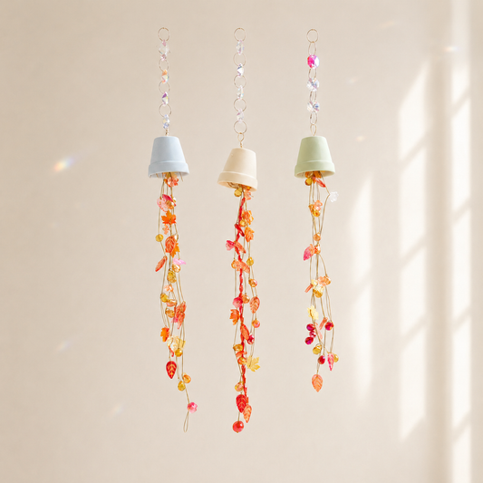 Autumn beaded flower bell suncatcher DIY kit set of three