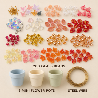 Materials included in the autumn flower bell DIY kit