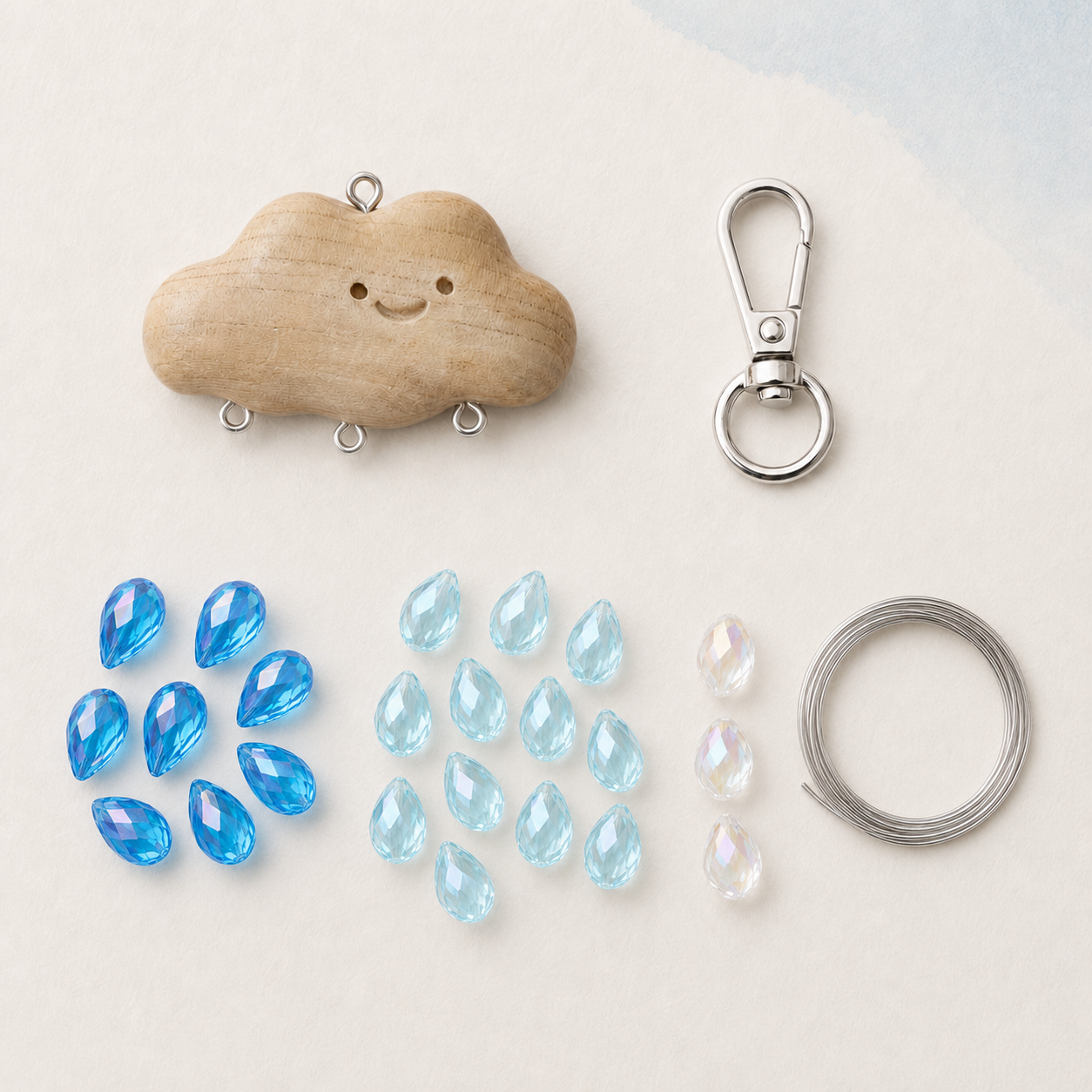 Cloud & Crystal Rain Beaded Charm — DIY Kit or Finished Piece