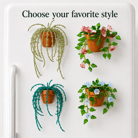 Beaded Plant Fridge Magnet — DIY Kit or Finished Piece