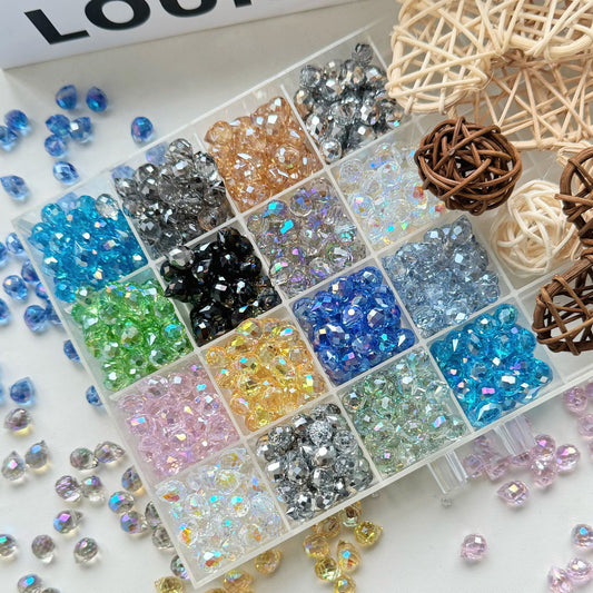8mm Faceted K9 Glass Teardrop Beads — 90-Piece Refill — color 1