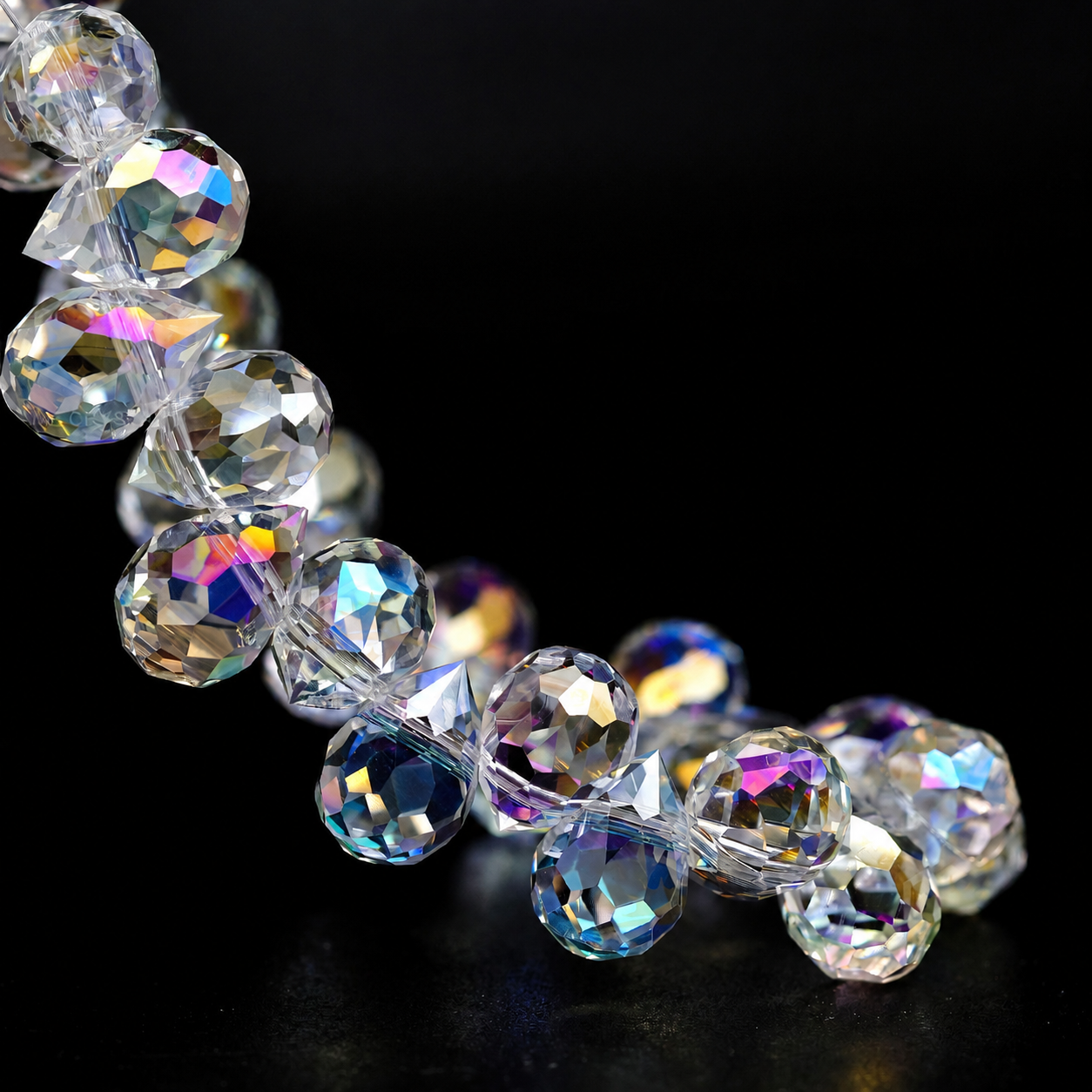 8mm Faceted K9 Glass Teardrop Beads — 90-Piece Refill — color 24