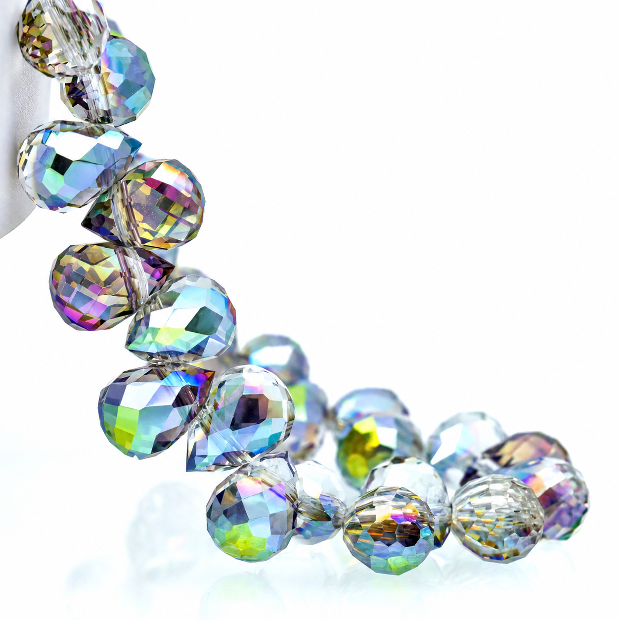 8mm Faceted K9 Glass Teardrop Beads — 90-Piece Refill — color 41