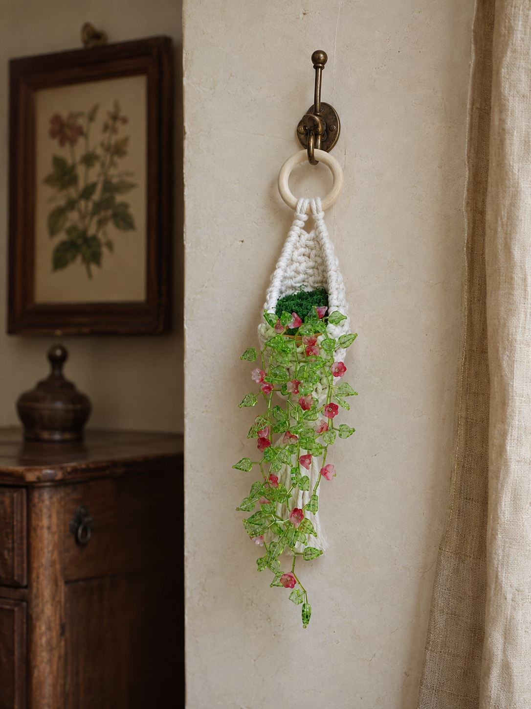 Flower Vine Beaded Wall Hanging — DIY Kit or Finished Piece