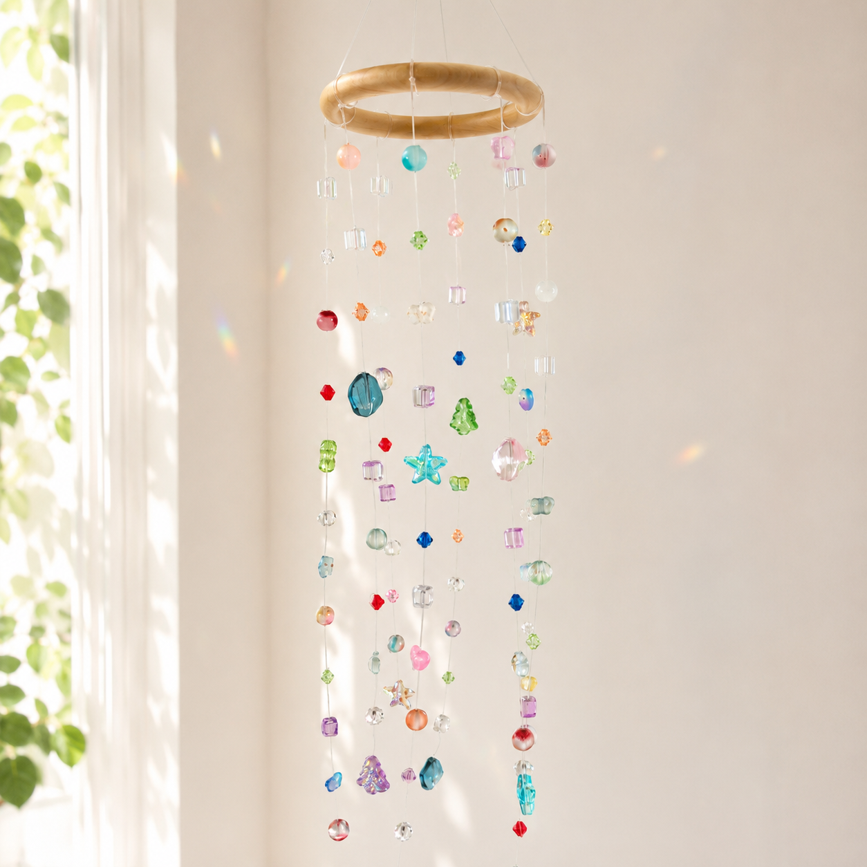 Rainbow Rain Beaded Mobile Suncatcher — DIY Kit or Finished Piece