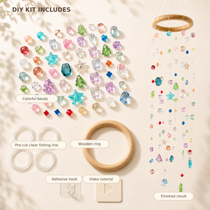 Rainbow Rain Beaded Mobile Suncatcher — DIY Kit or Finished Piece