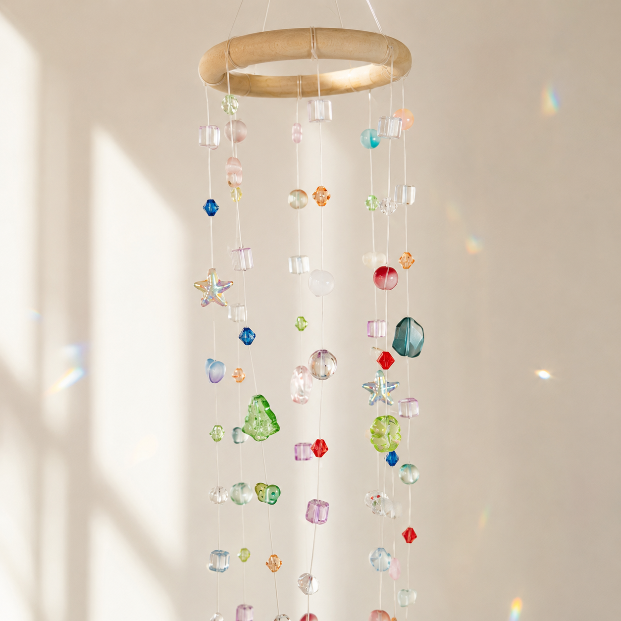 Rainbow Rain Beaded Mobile Suncatcher — DIY Kit or Finished Piece