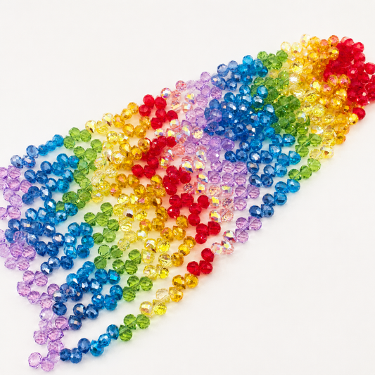 Rainbow Faceted Teardrop Glass Beads – 8 mm, 45 Pieces