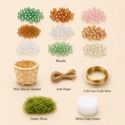 Sunlit Garden Beaded Hanging Plant — DIY Kit or Finished Piece