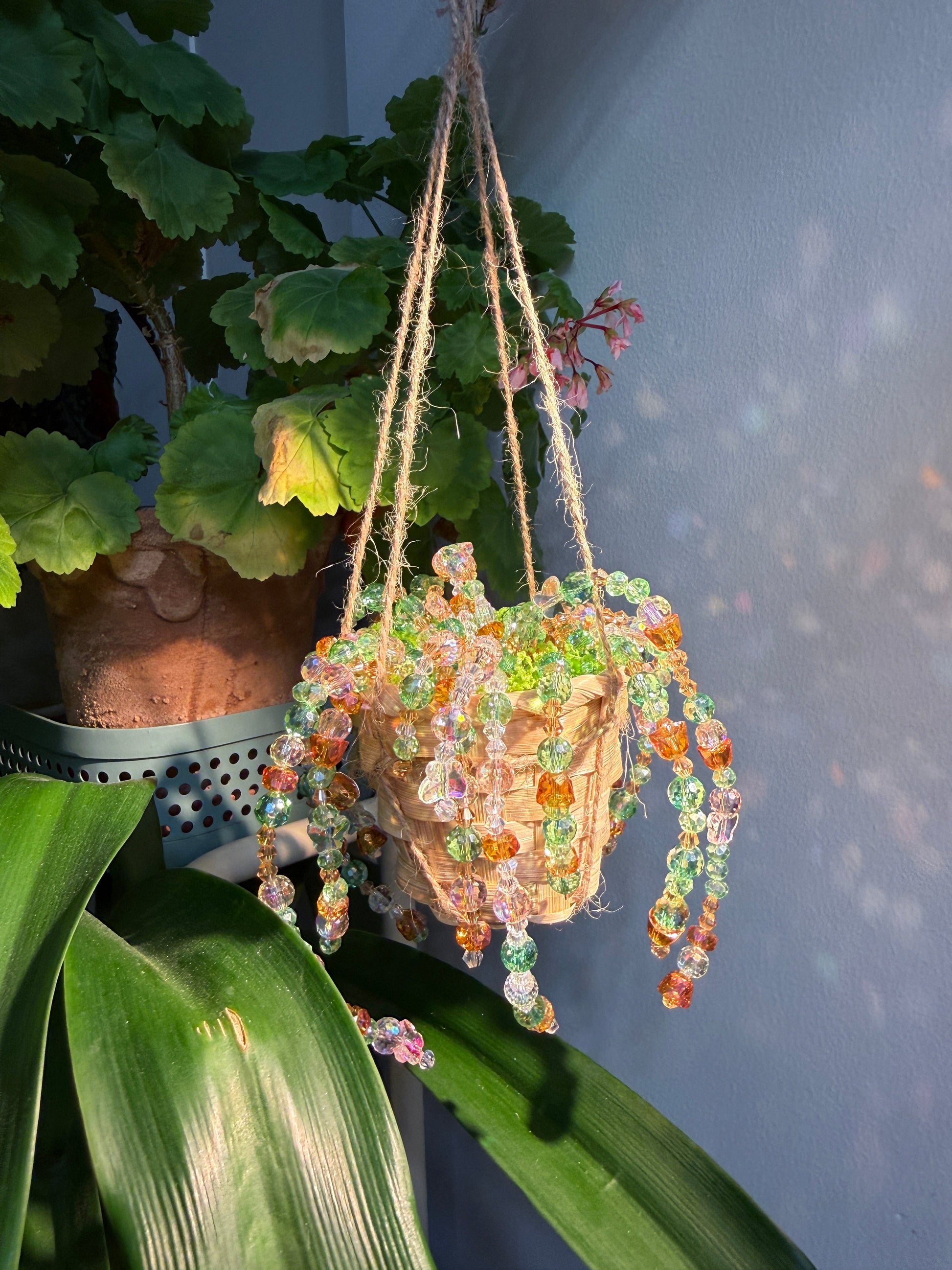 Sunlit Garden Beaded Hanging Plant — DIY Kit or Finished Piece