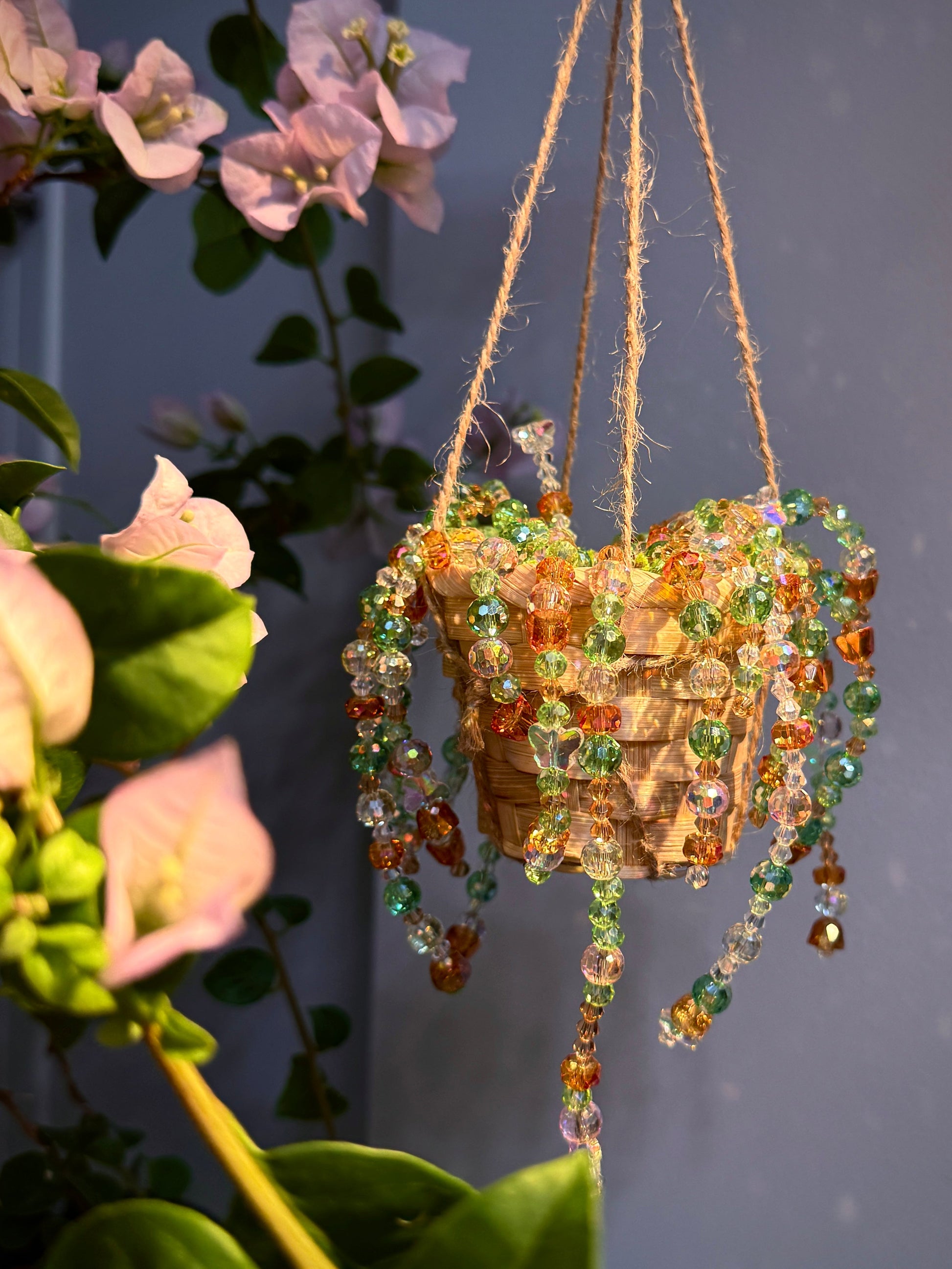 Sunlit Garden Beaded Hanging Plant — DIY Kit or Finished Piece