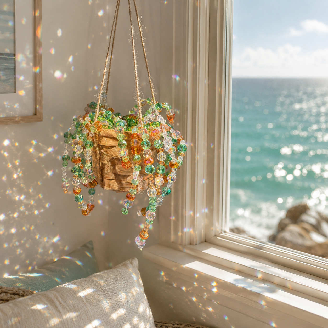 Sunlit Garden Beaded Hanging Plant — DIY Kit or Finished Piece