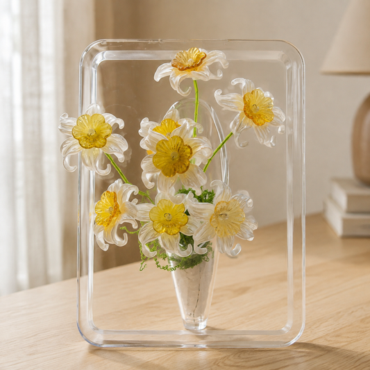 White Daffodil Beaded Flower Display