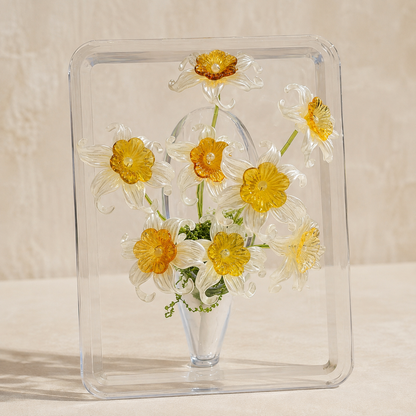 White Daffodil Beaded Flower Display