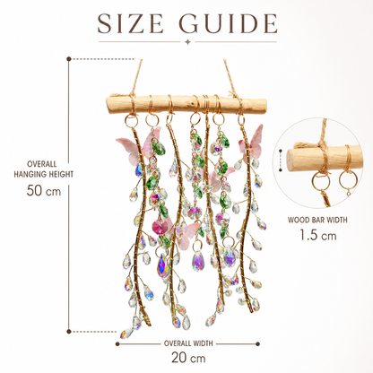 Butterfly Prism Willow size guide showing an overall width of 20 cm and overall hanging height of 50 cm.