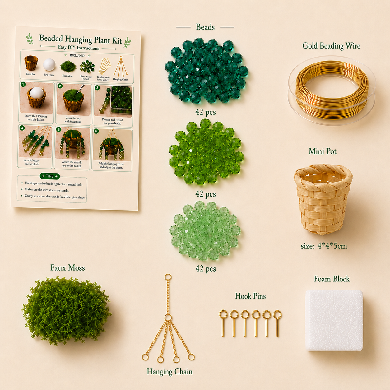 Mini Beaded Plant Car Charm DIY Kit