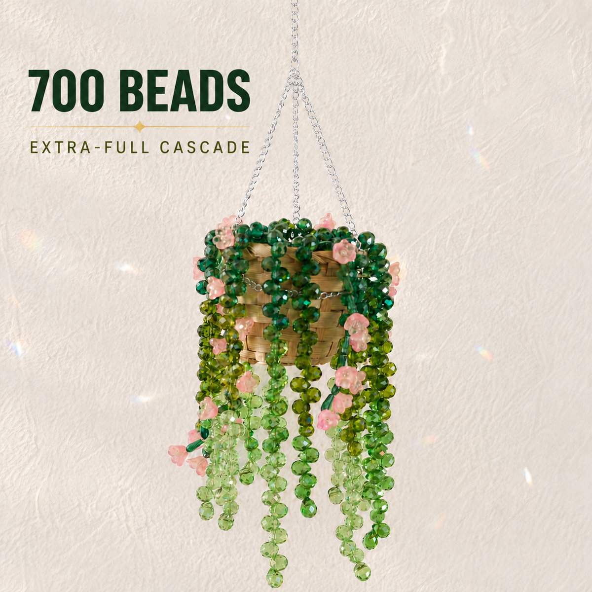 Extra-Full Cascading Flower Beaded Hanging Plant – 700 Beads — product display