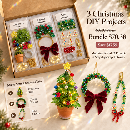 Christmas DIY bundle materials and finished projects