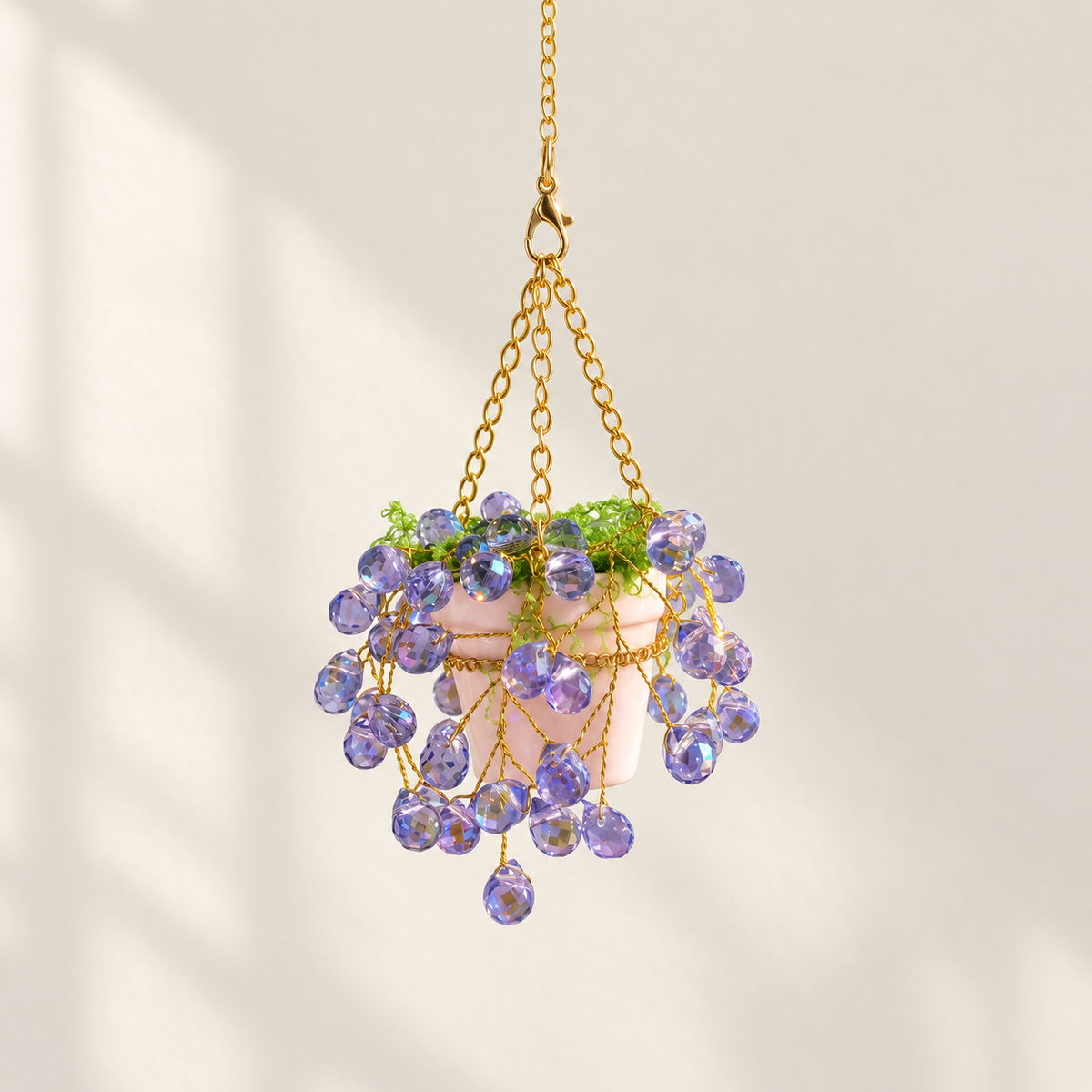 Mini purple beaded hanging plant