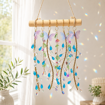 Ocean Willow crystal hanging decor sparkling beside a sunlit window.