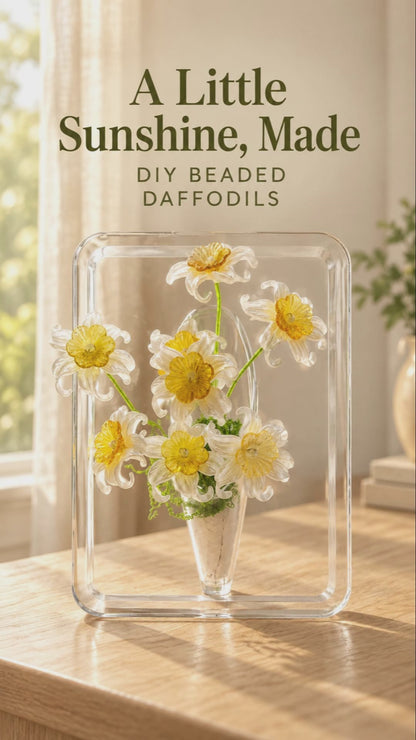 White Daffodil Beaded Flower Display