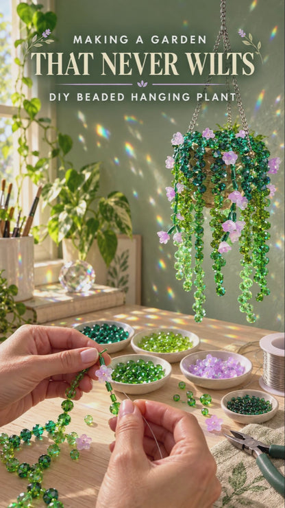 Extra-Full Cascading Flower Beaded Hanging Plant – 700 Beads